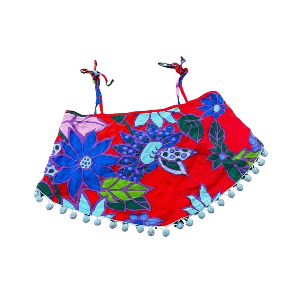 Vintage Petro Zillia Tropical Floral Flower Crop Top Backless Women Medium